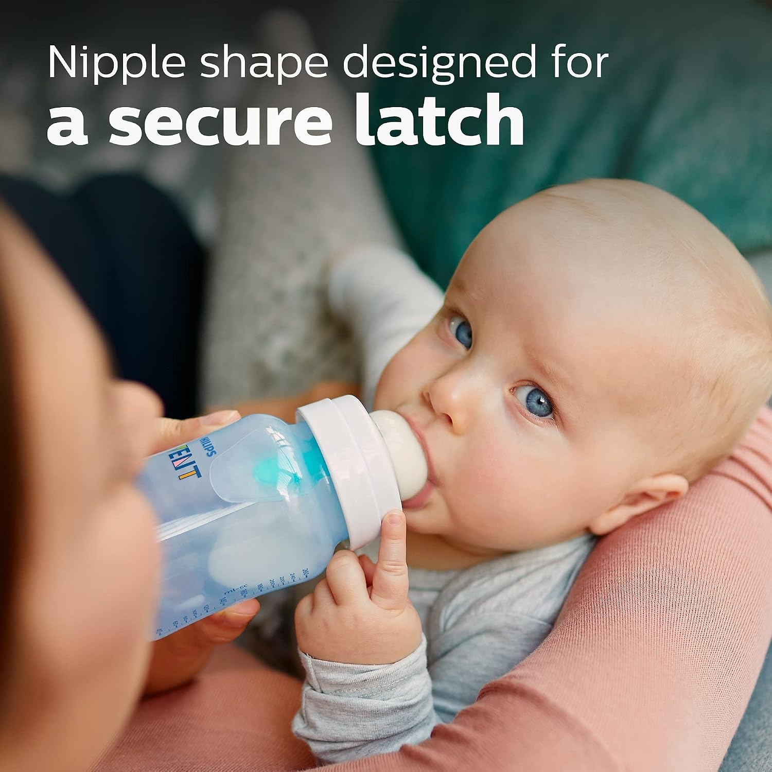image:imageBundle of Philips Avent AntiColic Baby Bottle with AirFree Vent 9oz 4pk Clear SCY70304 Philips Avent Soothie 03 Months Orthodontic Baby Pacifiers BPAFree Green 4 Pack Model SCF19041Blue