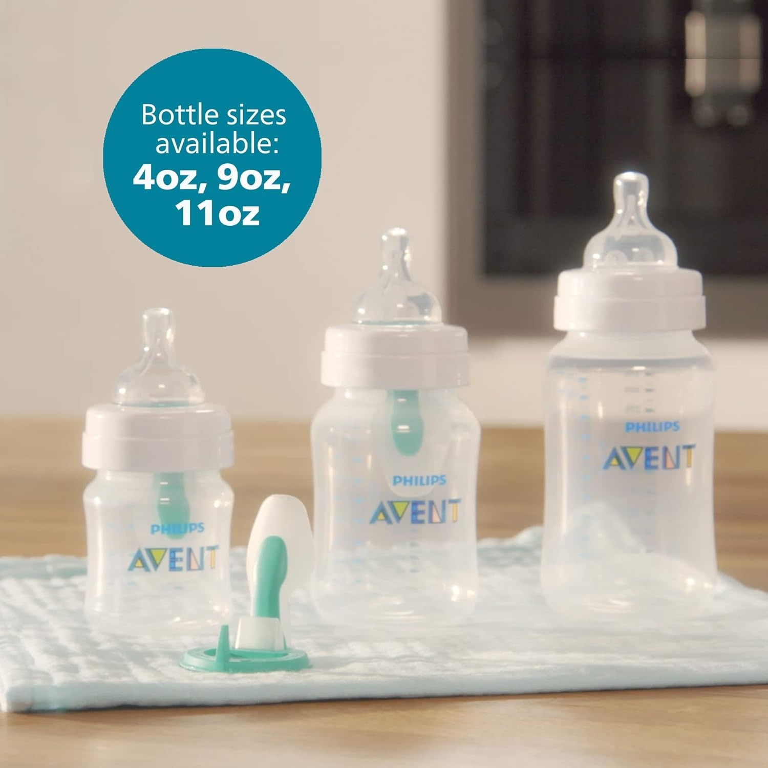 image:imageBundle of Philips Avent AntiColic Baby Bottle with AirFree Vent 9oz 4pk Clear SCY70304 Philips Avent Soothie 03 Months Orthodontic Baby Pacifiers BPAFree Green 4 Pack Model SCF19041Blue