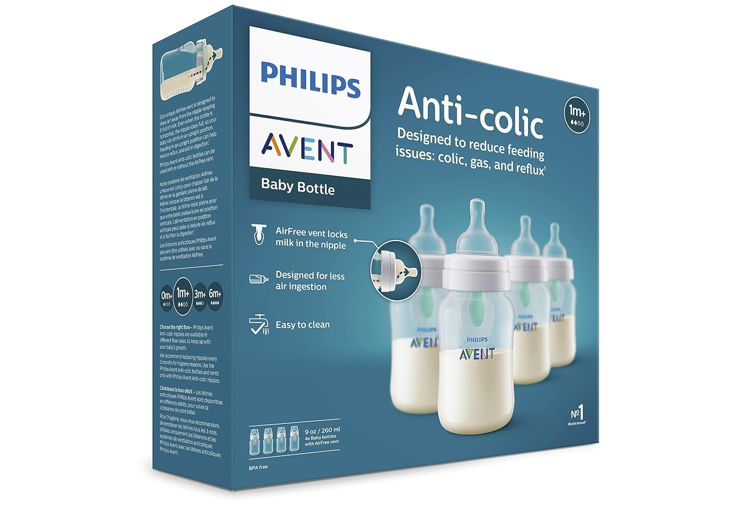 image:imageBundle of Philips Avent AntiColic Baby Bottle with AirFree Vent 9oz 4pk Clear SCY70304 Philips Avent Soothie 03 Months Orthodontic Baby Pacifiers BPAFree Green 4 Pack Model SCF19041Clear
