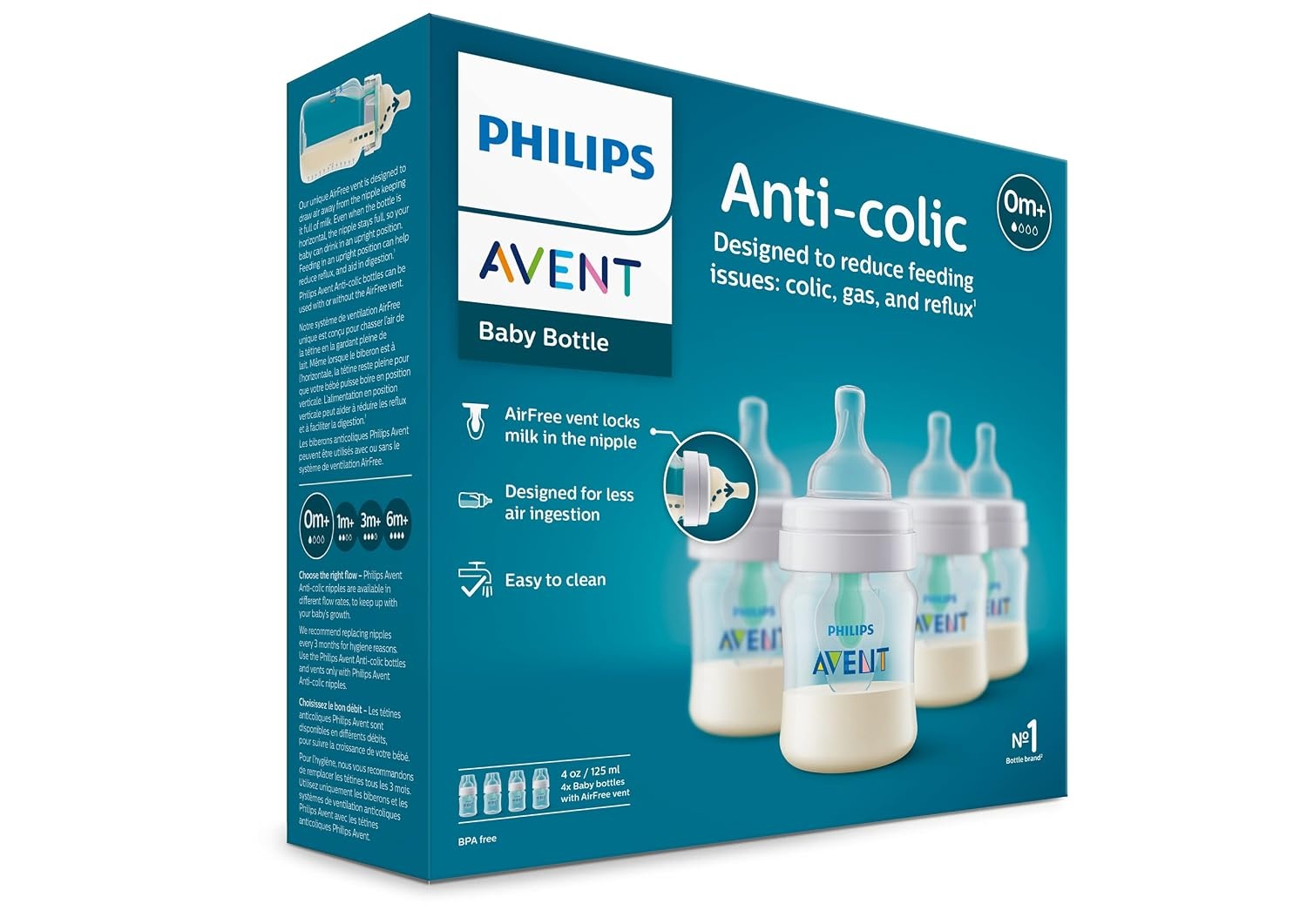 image:imageBundle of Philips Avent AntiColic Baby Bottle with AirFree Vent 9oz 4pk Clear SCY70304 Philips Avent Soothie 03 Months Orthodontic Baby Pacifiers BPAFree Green 4 Pack Model SCF19041Clear