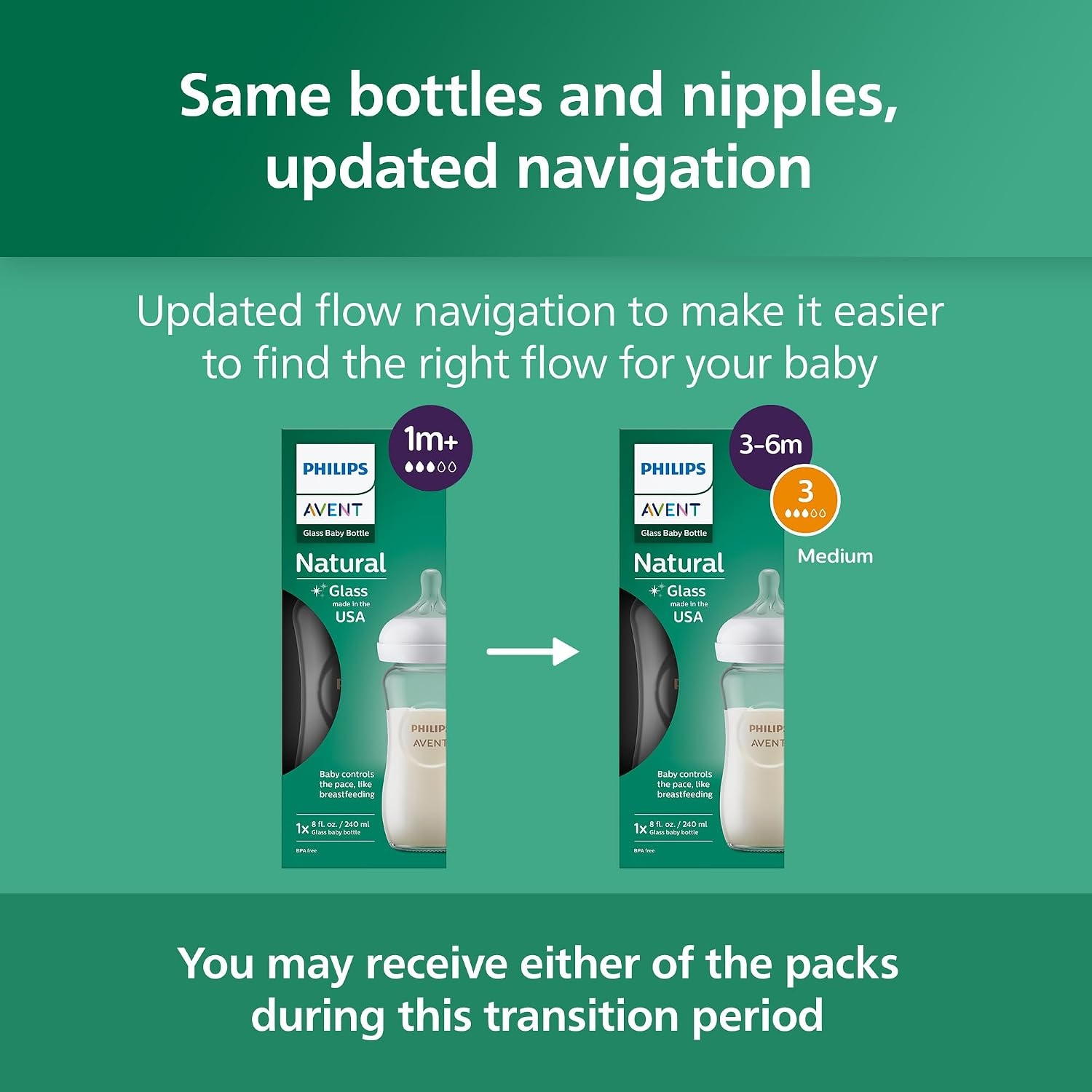 image:imagePhilips Avent Glass Natural Bottle with Natural Response Nipple Baby Gift Set SCD858018 Ounce Pack of 4