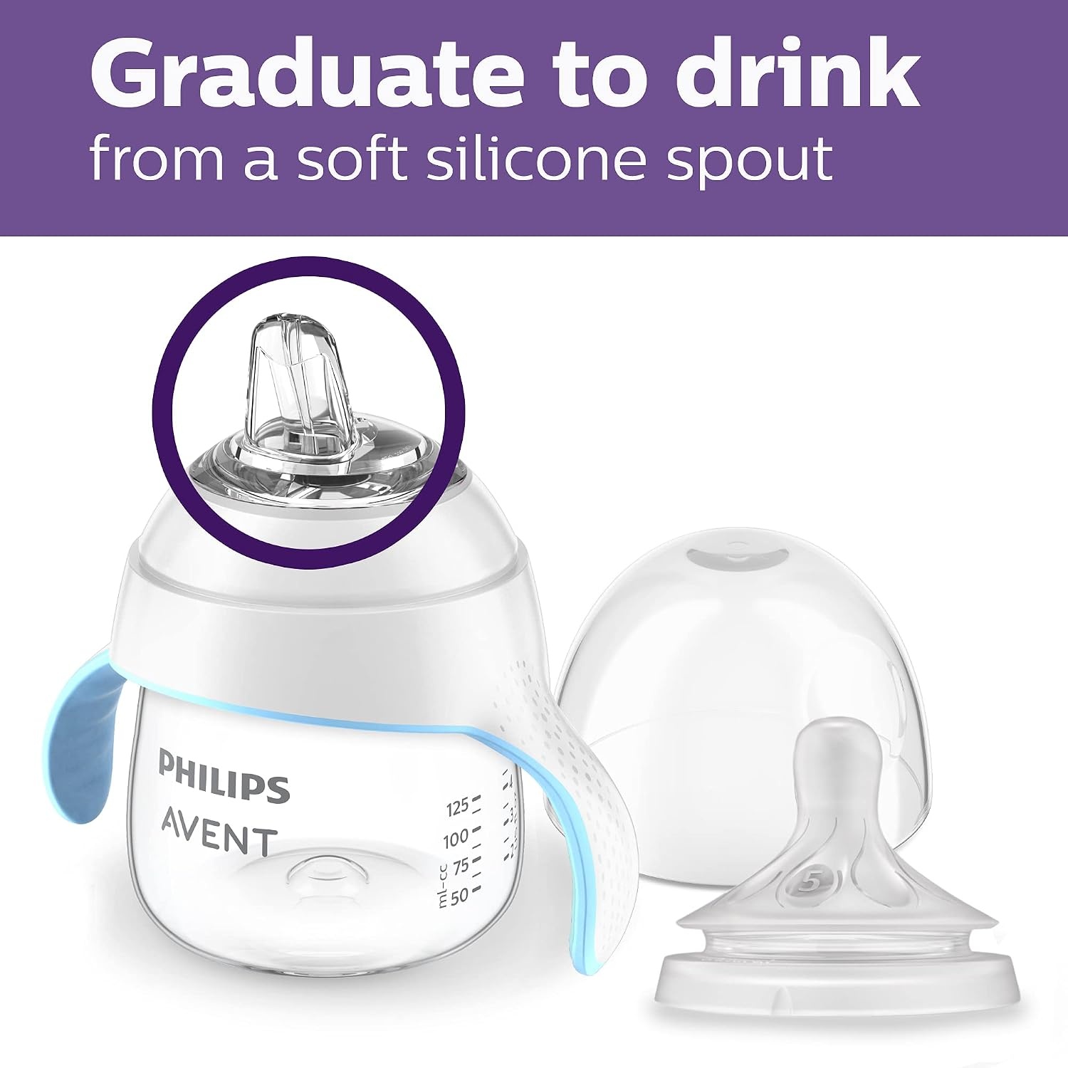 image:imagePhilips Avent Natural Trainer Cup Extra Fast Flow 5 oz BPAFreeClear PinkPurple