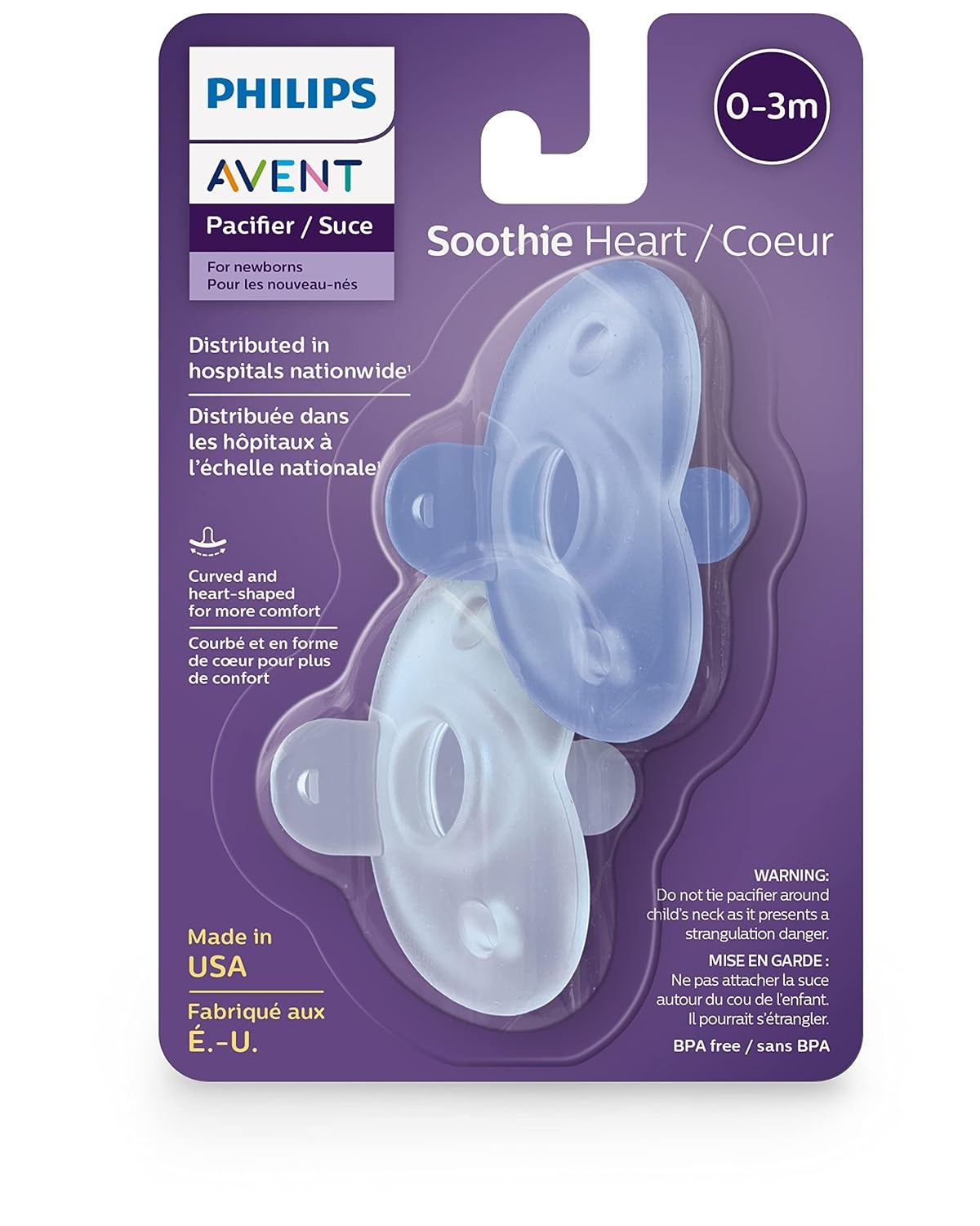 image:imagePhilips Avent Soothie Heart Baby Pacifier for 03 Months BPAFree PinkBlue Light Blue