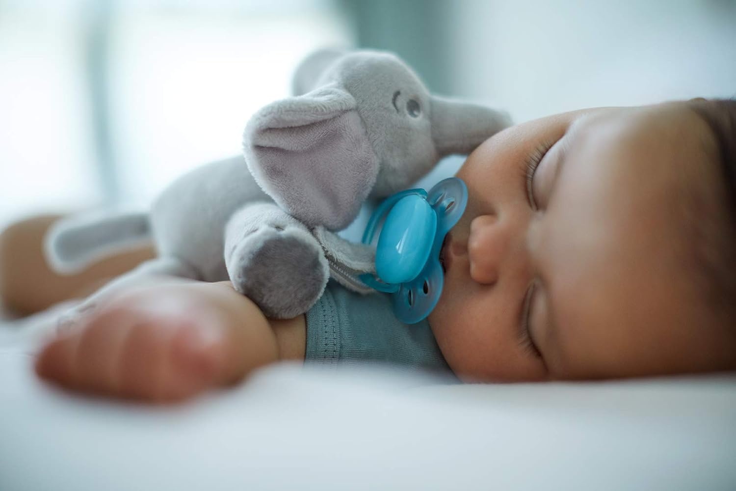 image:imagePhilips Avent Soothie Snuggle Pacifier Holder with Detachable Pacifier 0mElephant