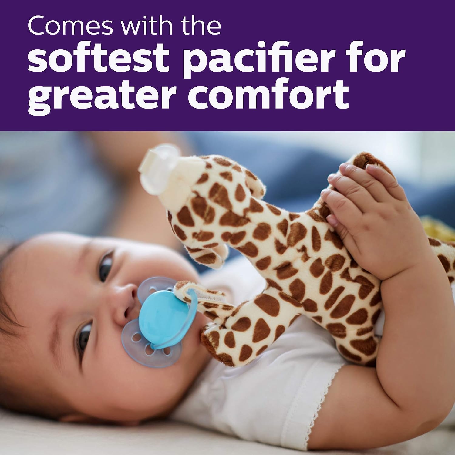 image:imagePhilips Avent Soothie Snuggle Pacifier Holder with Detachable Pacifier 0mGiraffe