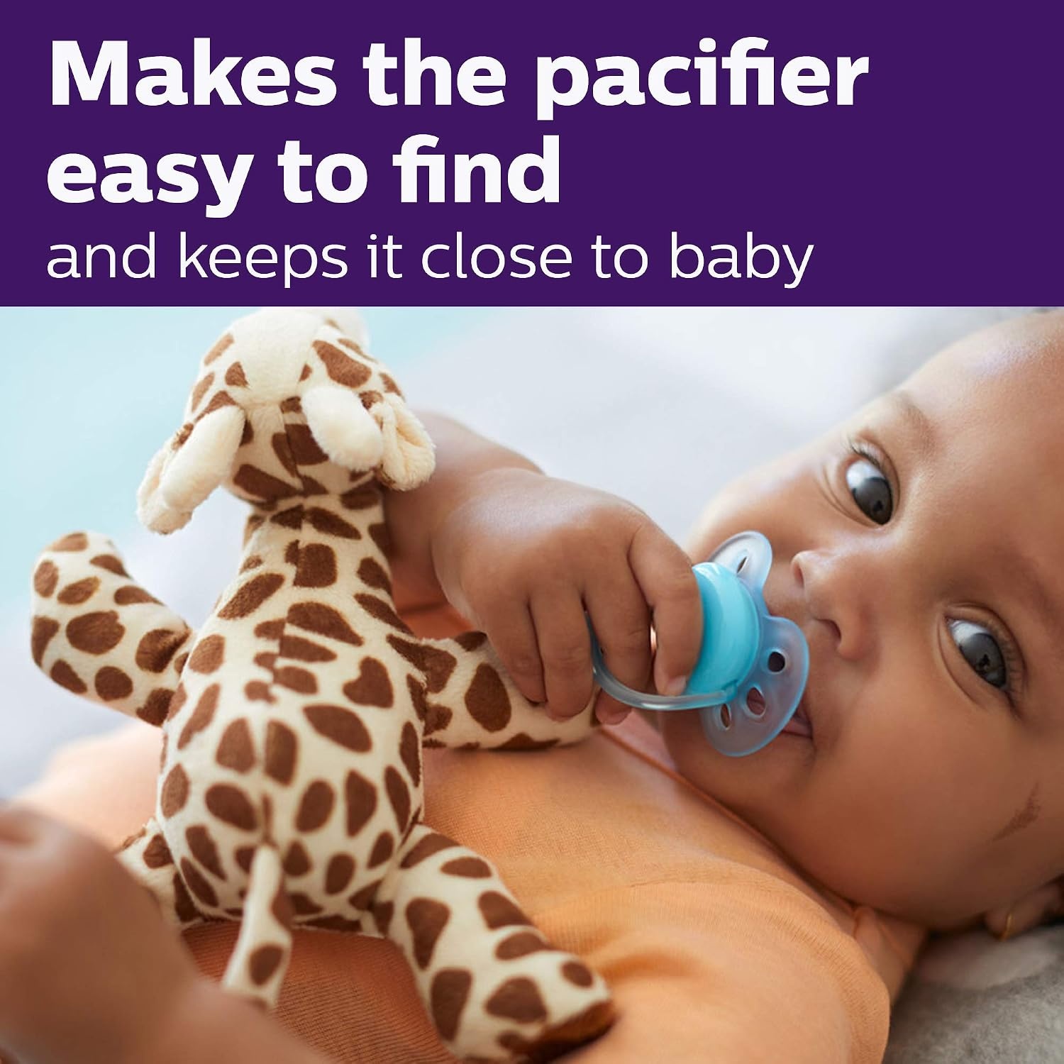 image:imagePhilips Avent Soothie Snuggle Pacifier Holder with Detachable Pacifier 0mGiraffe
