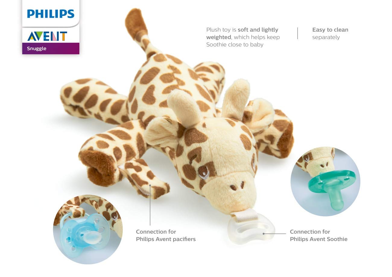 image:imagePhilips Avent Soothie Snuggle Pacifier Holder with Detachable Pacifier 0mGiraffe