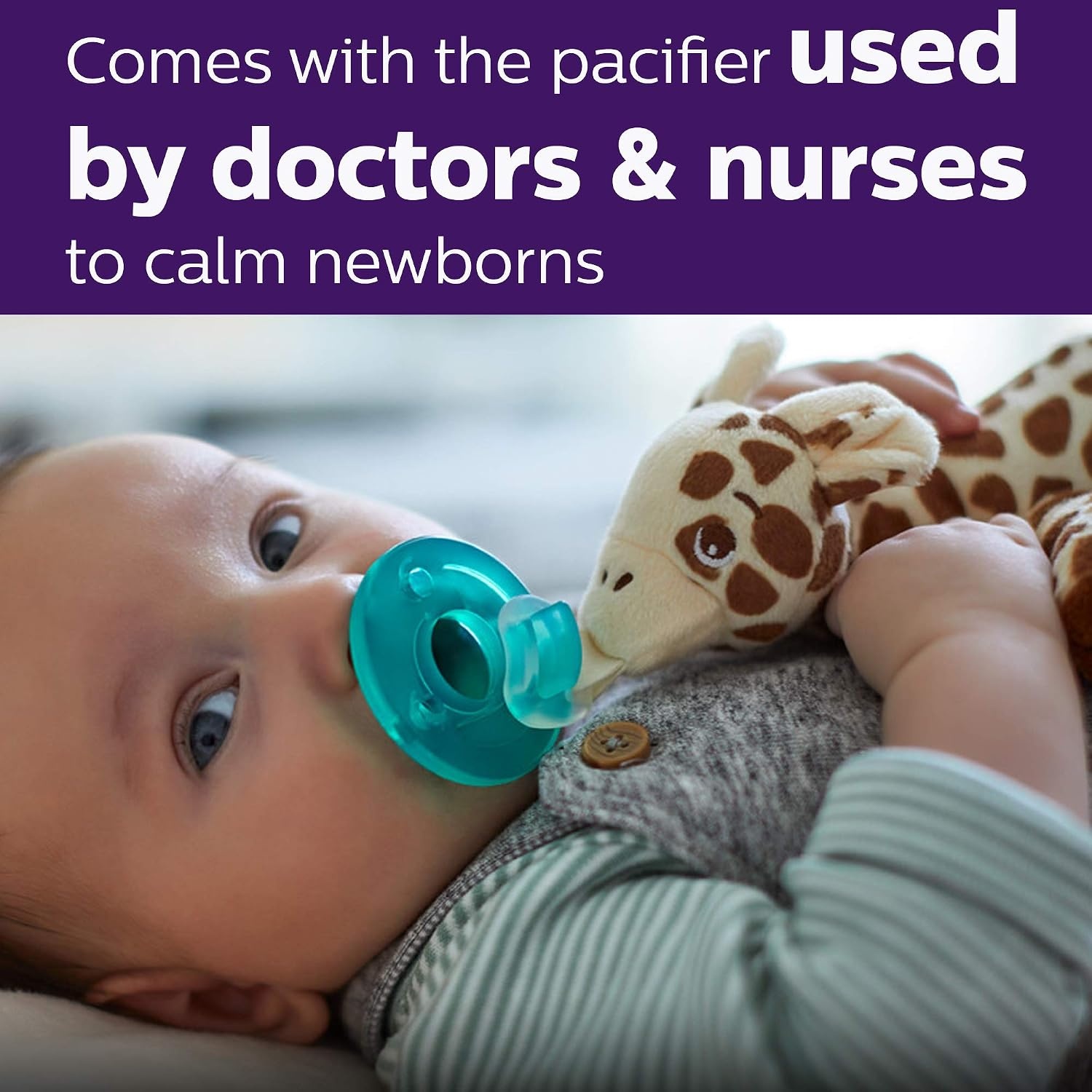 image:imagePhilips Avent Soothie Snuggle Pacifier Holder with Detachable Pacifier 0mGiraffe
