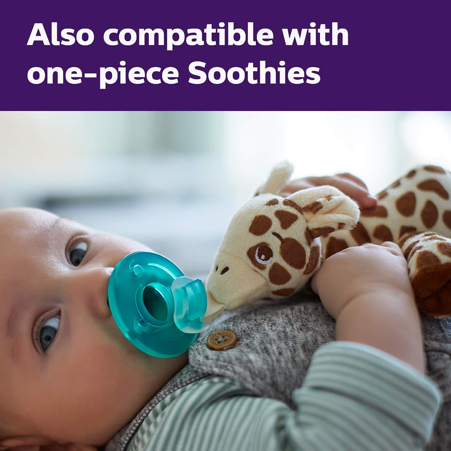 image:imagePhilips Avent Soothie Snuggle Pacifier Holder with Detachable Pacifier 0mGiraffe