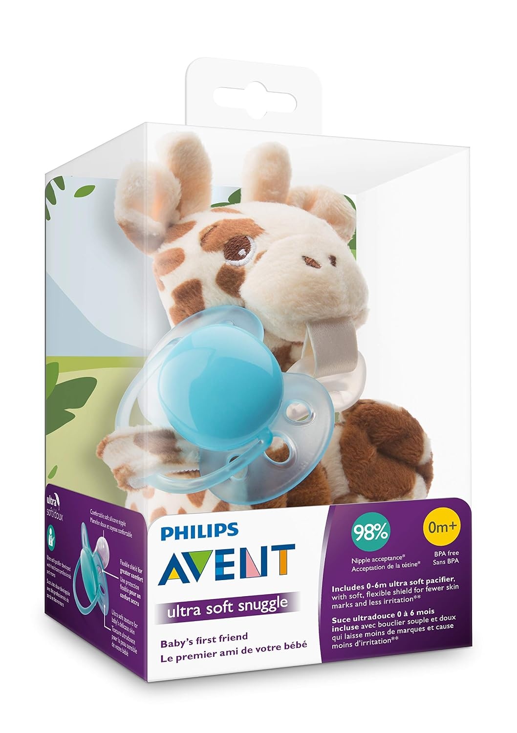 image:imagePhilips Avent Soothie Snuggle Pacifier Holder with Detachable Pacifier 0mGiraffe