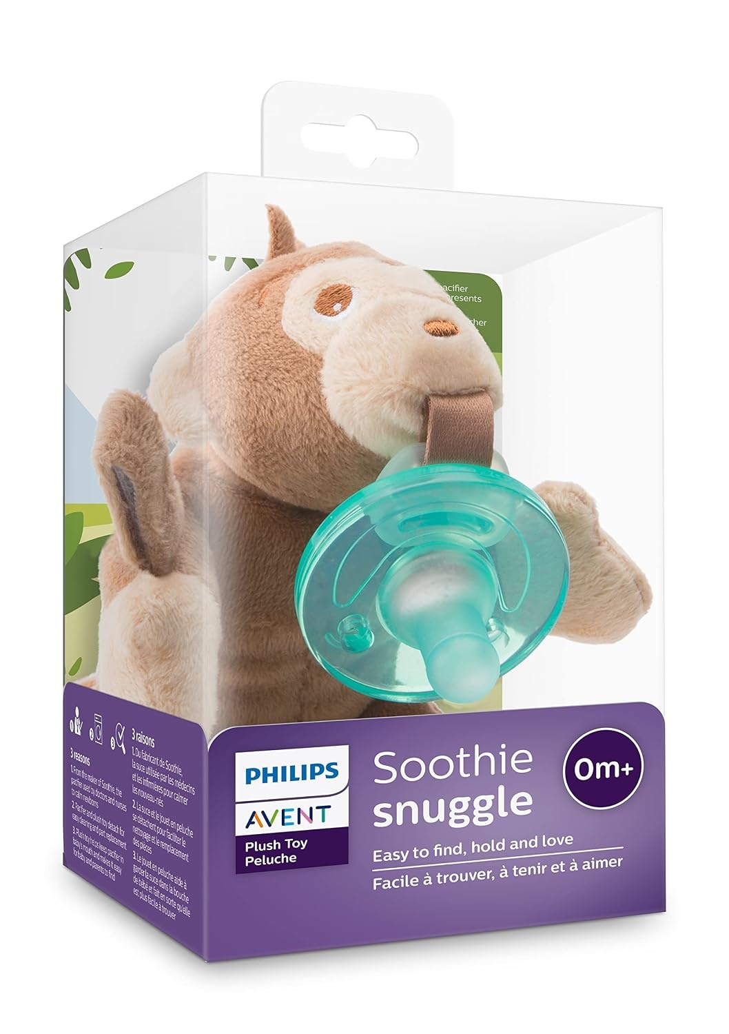 image:imagePhilips Avent Soothie Snuggle Pacifier Holder with Detachable Pacifier 0mMonkey