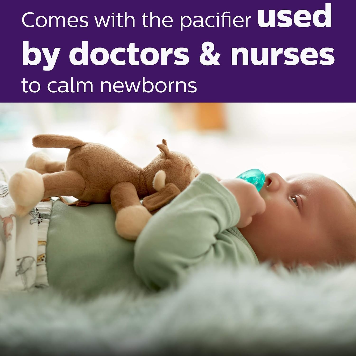 image:imagePhilips Avent Soothie Snuggle Pacifier Holder with Detachable Pacifier 0mMonkey