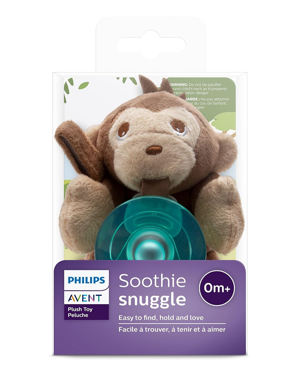 image:imagePhilips Avent Soothie Snuggle Pacifier Holder with Detachable Pacifier 0mMonkey