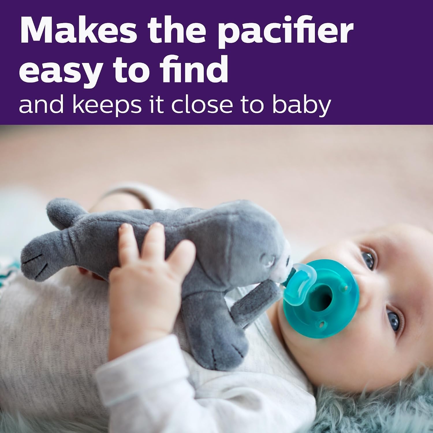 image:imagePhilips Avent Soothie Snuggle Pacifier Holder with Detachable Pacifier 0mSeal