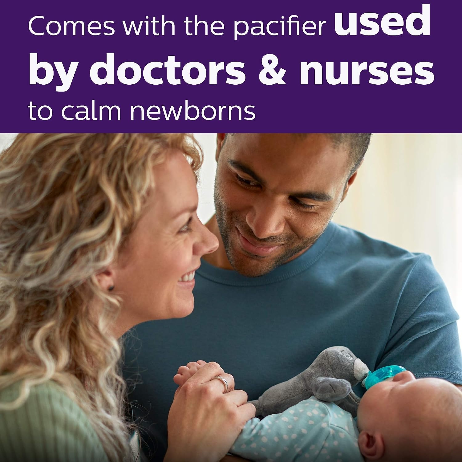 image:imagePhilips Avent Soothie Snuggle Pacifier Holder with Detachable Pacifier 0mSloth