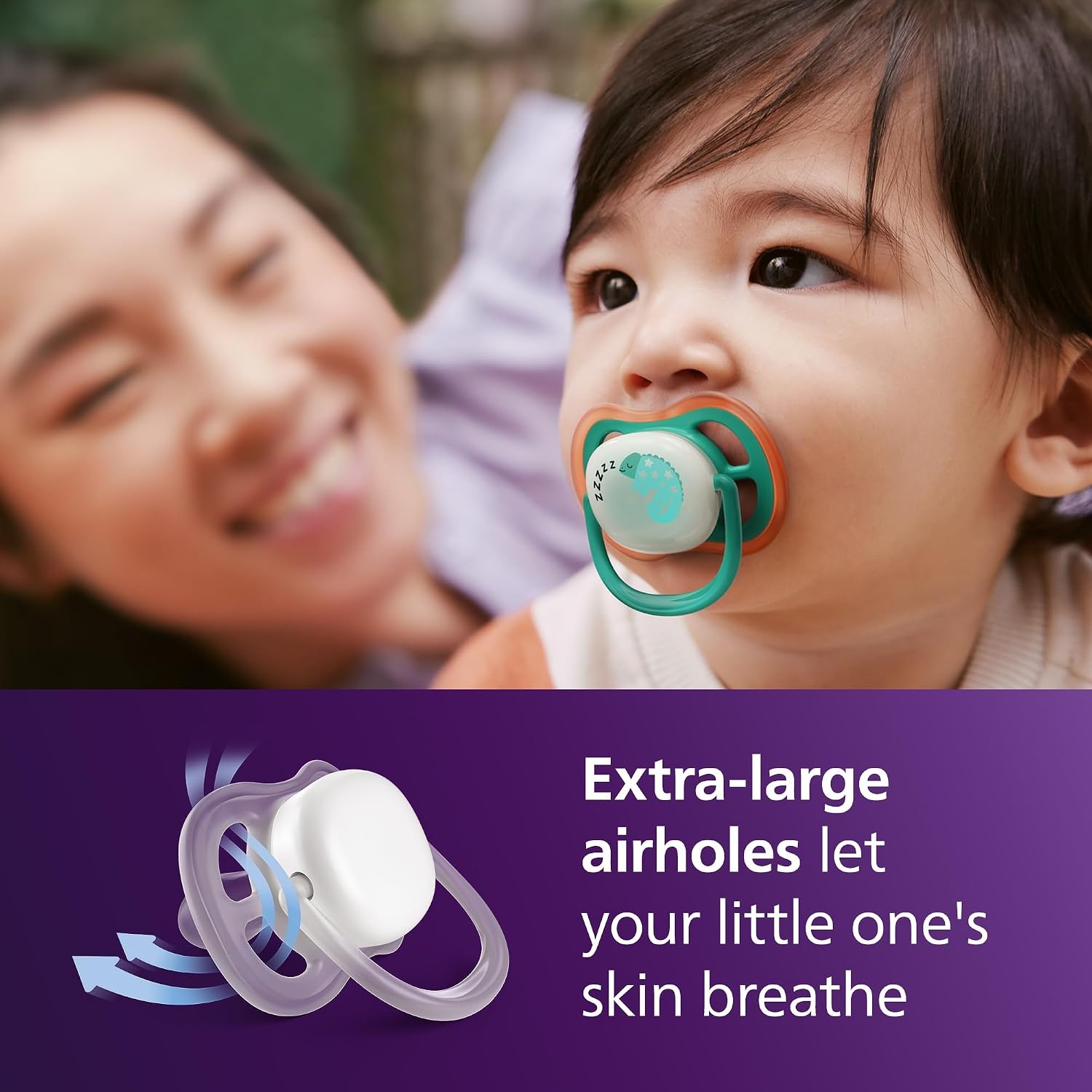 image:imagePhilips Avent Ultra Air Nighttime Pacifier 618 Months BPAFree 4PackGreen