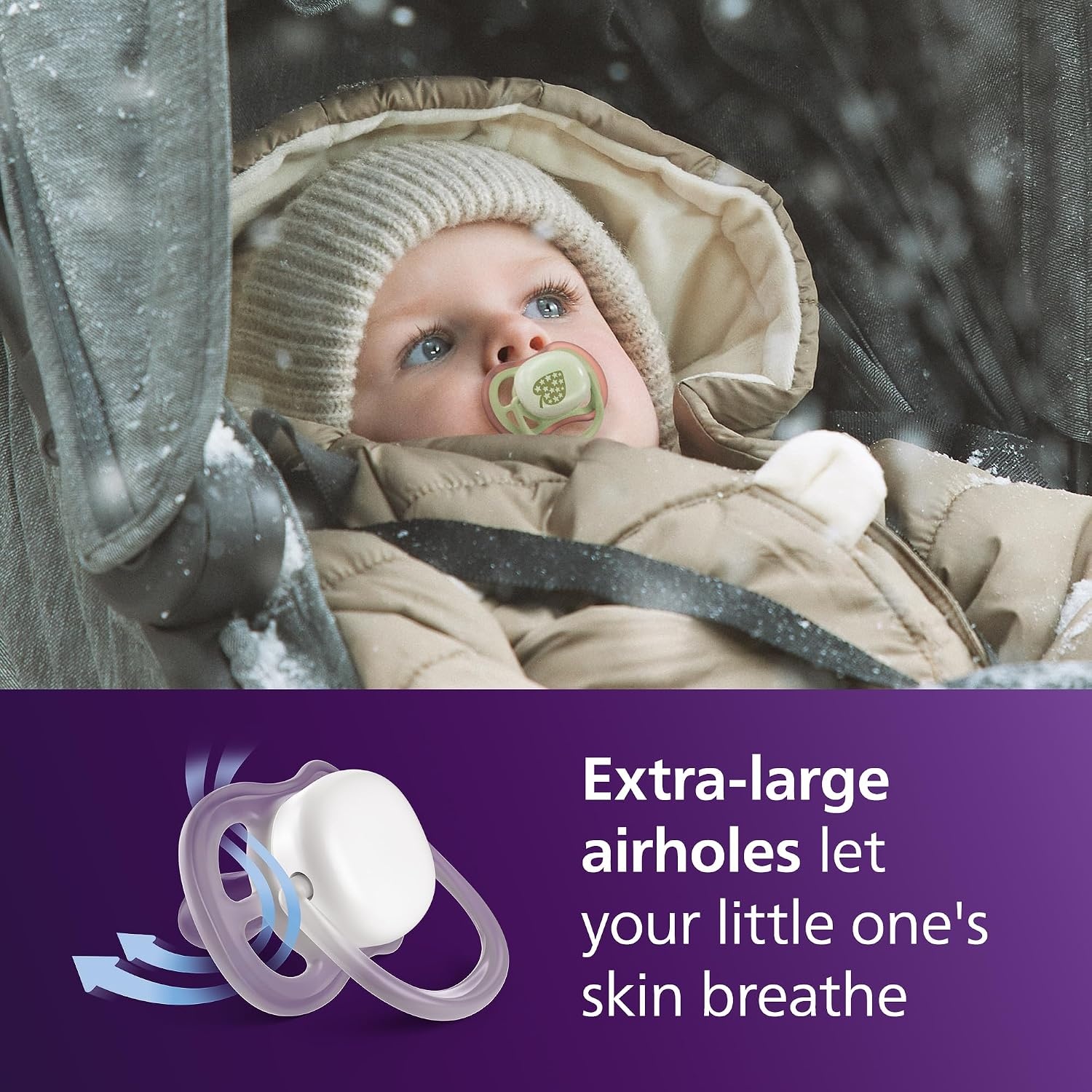 image:imagePhilips Avent Ultra Air Nighttime Pacifier 618 Months BPAFree 4PackPale Yellow