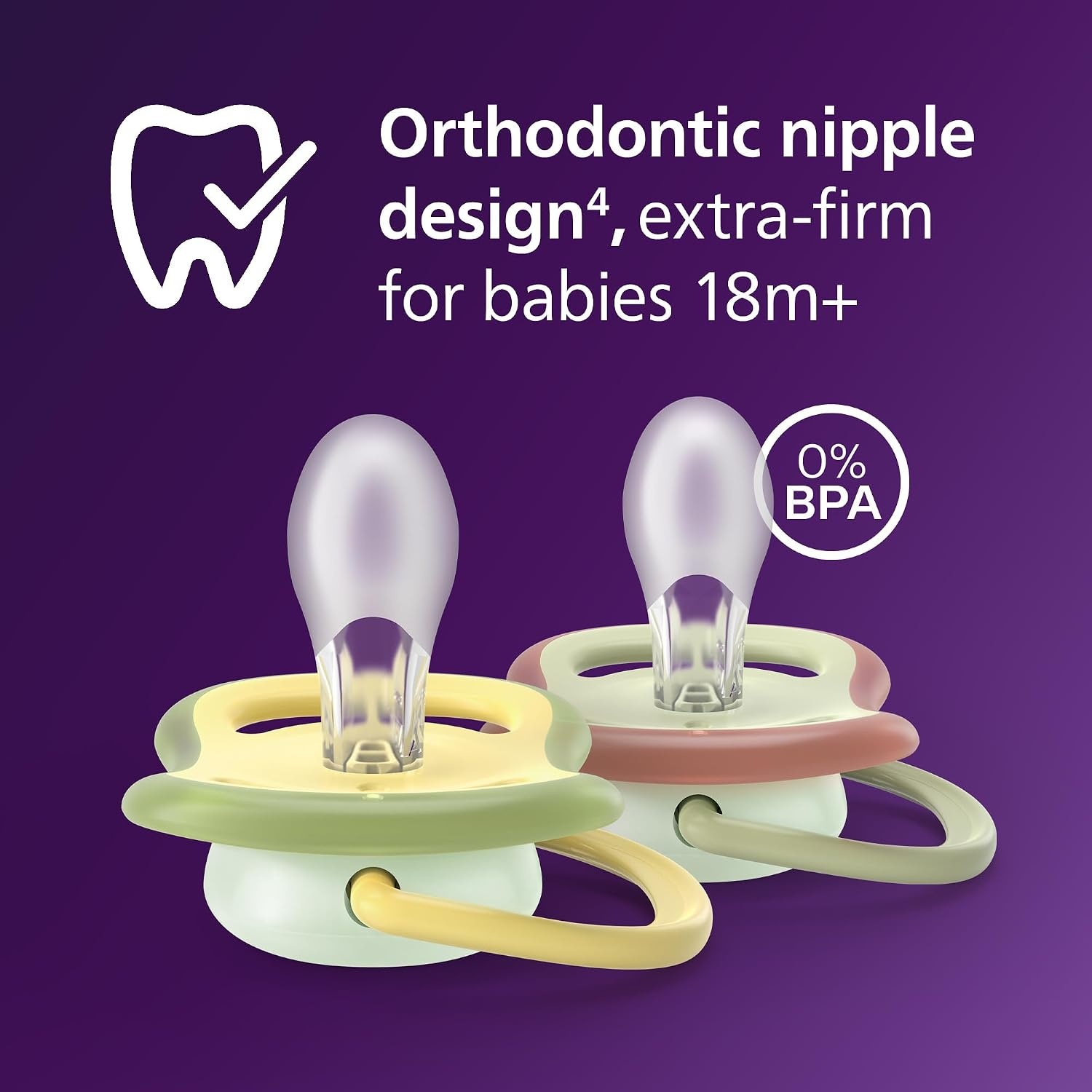 image:imagePhilips Avent Ultra Air Nighttime Pacifier 618 Months BPAFree 4PackPale Yellow