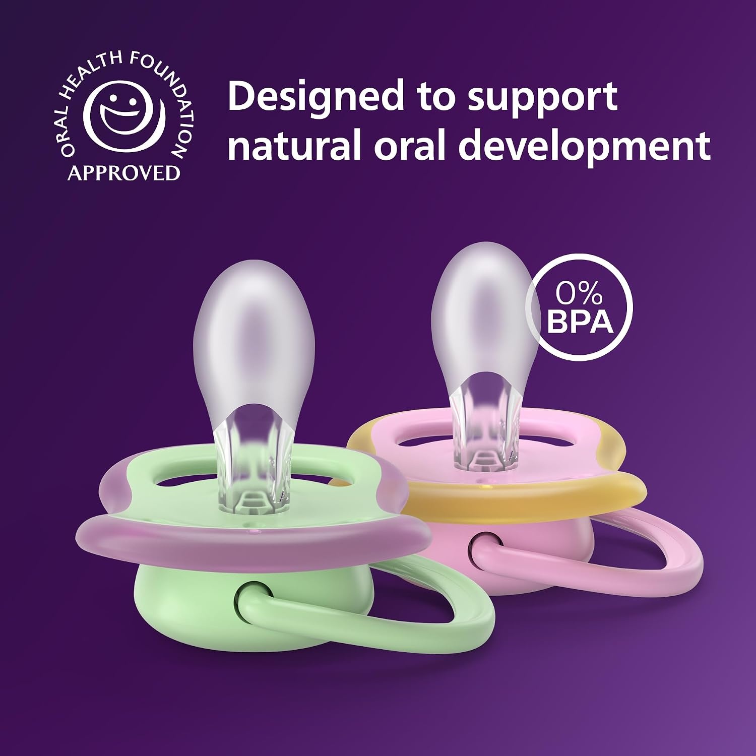 image:imagePhilips Avent Ultra Soft Baby Pacifier 618 Months BPAFree 4Packgreen pink