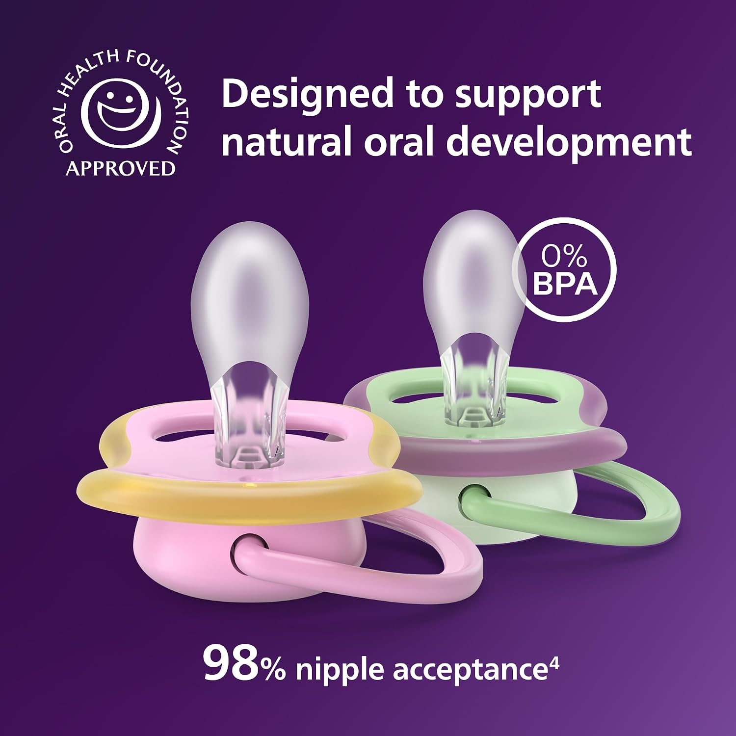 image:imagePhilips Avent Ultra Soft Day amp Night Baby Pacifier 618 Months BPAFreeLeafLeopard