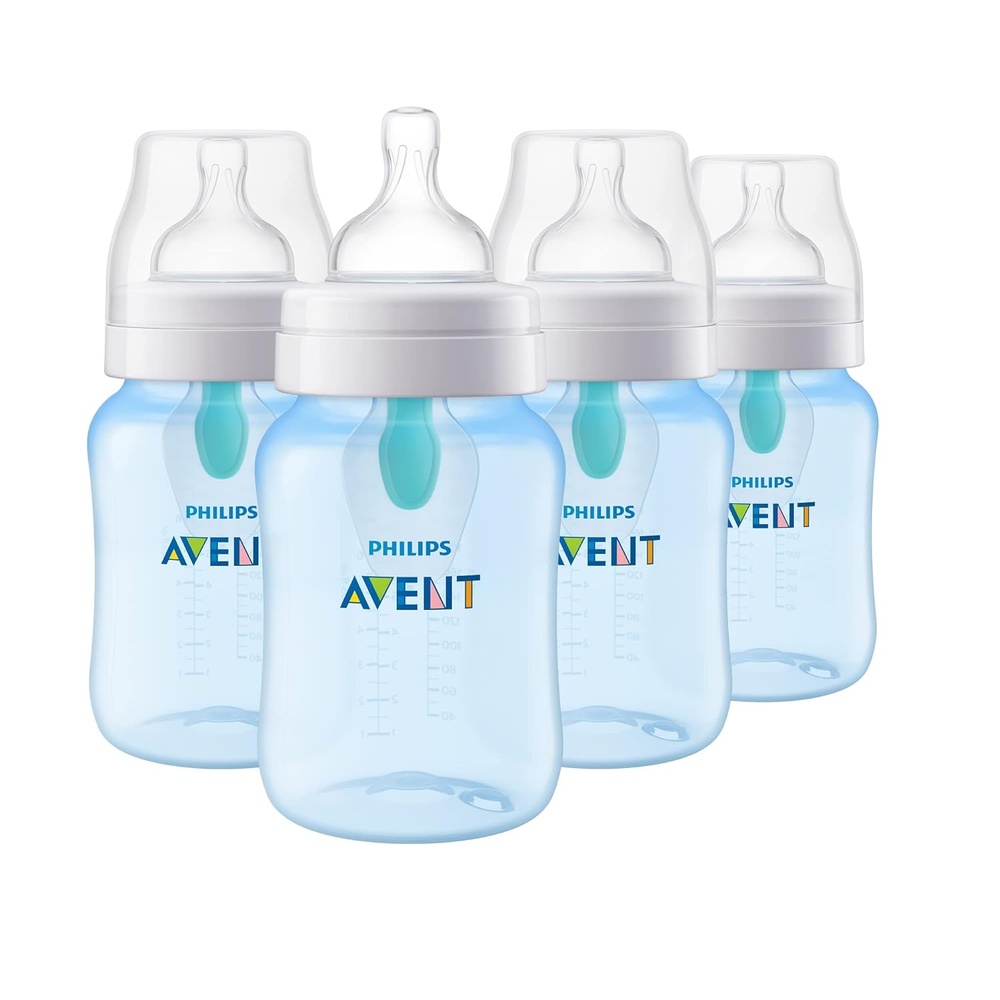 image:imageBundle of Philips Avent AntiColic Baby Bottle with AirFree Vent 9oz 4pk Clear SCY70304  Philips Avent Soothie 03 Months Orthodontic Baby Pacifiers BPAFree Green 4 Pack Model SCF19041Blue