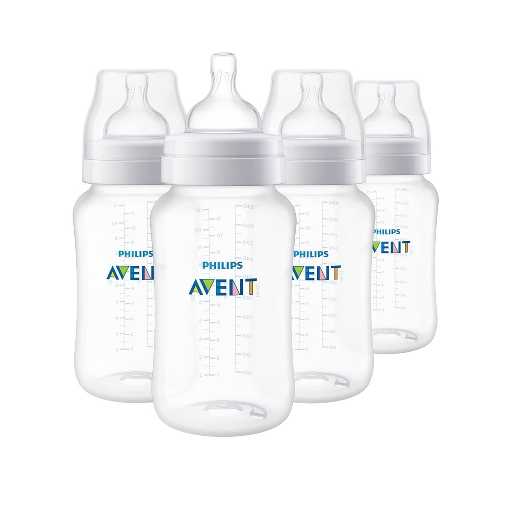 image:imageBundle of Philips Avent AntiColic Baby Bottle with AirFree Vent 9oz 4pk Clear SCY70304 Philips Avent Soothie 03 Months Orthodontic Baby Pacifiers BPAFree Green 4 Pack Model SCF19041Clear