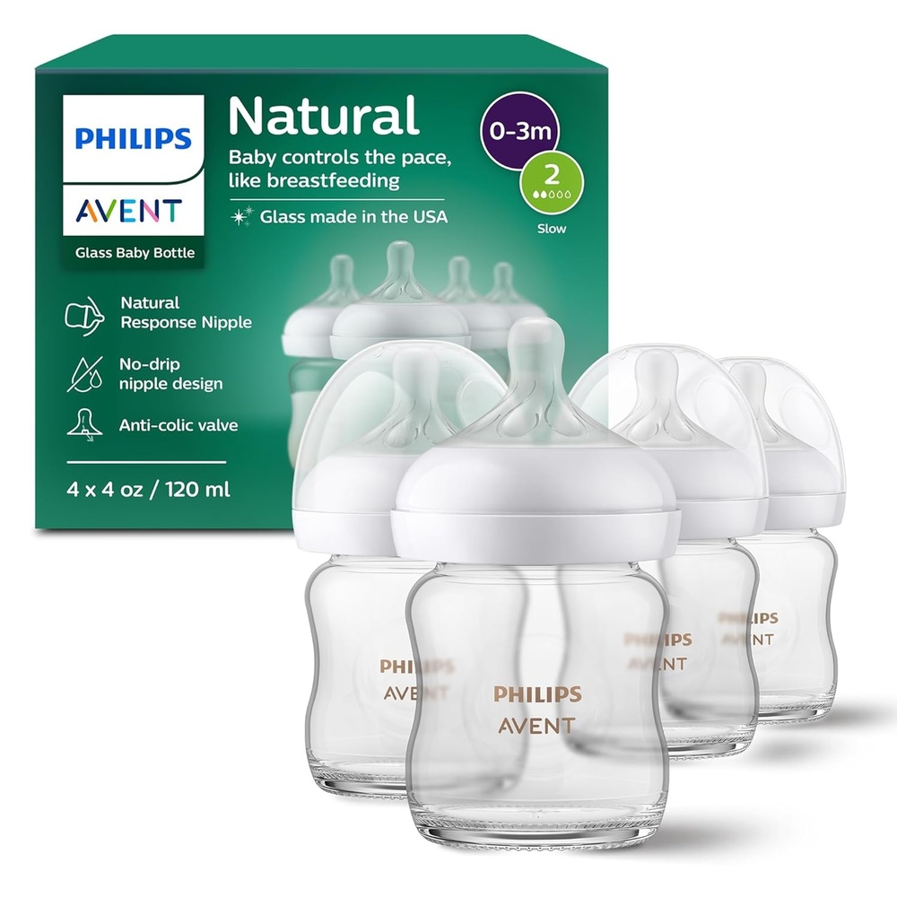 image:imagePhilips Avent Glass Natural Bottle with Natural Response Nipple Baby Gift Set SCD858014 Ounce Pack of 4