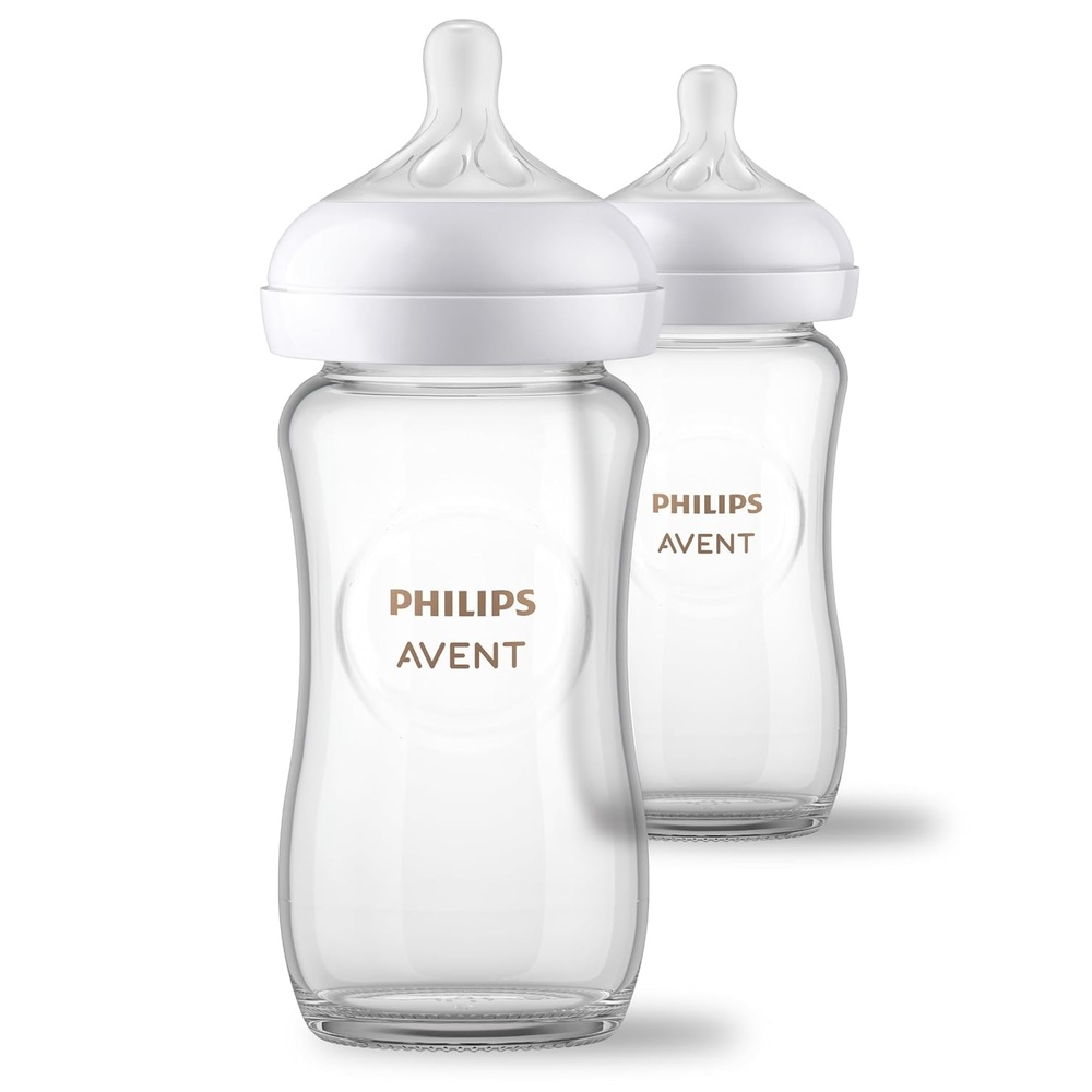 image:imagePhilips Avent Glass Natural Bottle with Natural Response Nipple Baby Gift Set SCD858018 Count Pack of 2