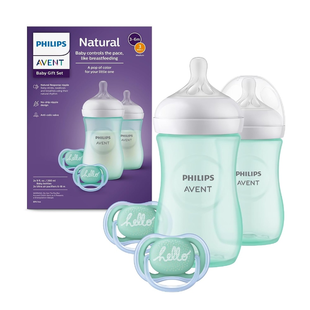 image:imagePhilips Avent Natural Baby Bottle Gift Set Teal BPAFree 9 oz 2PackTeal