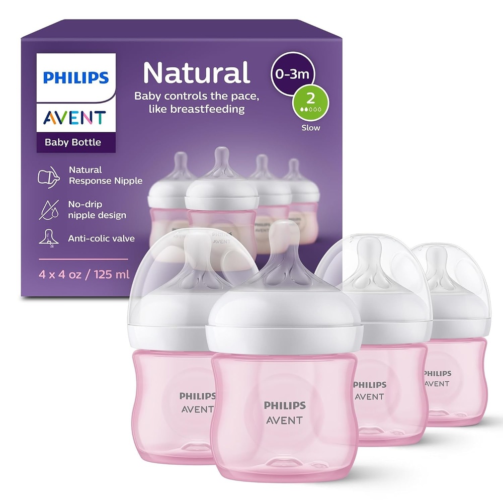 image:imagePhilips Avent Natural Baby Bottles Medium Flow 9 oz BPAFree 4PackPink