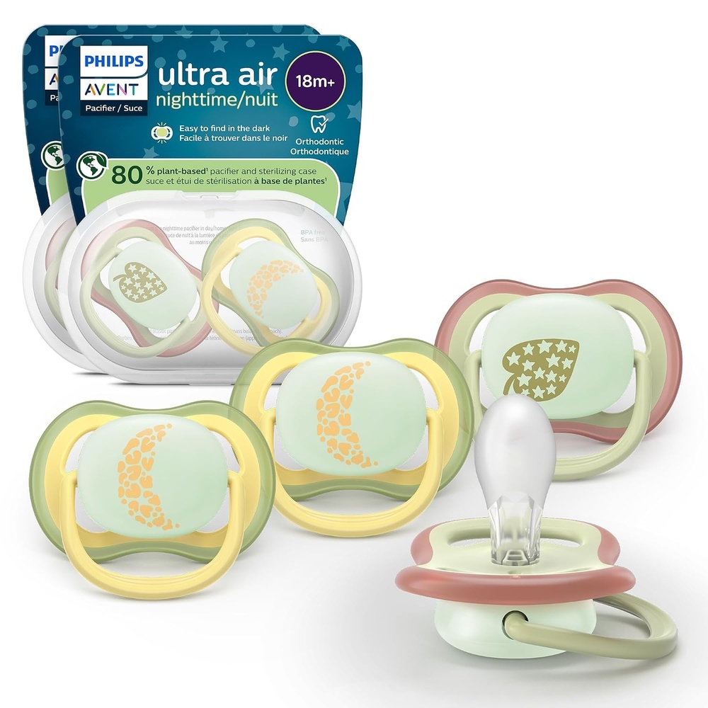 image:imagePhilips Avent Ultra Air Nighttime Pacifier 618 Months BPAFree 4PackPale Yellow