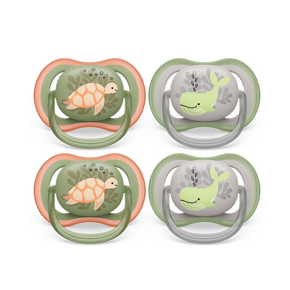 image:imagePhilips Avent Ultra Air Pacifier  4 x Light Breathable Baby Pacifiers for Babies Aged 618 Months BPA Free with Sterilizer Carry Case SCF08553Orange Turtle  Green Whale