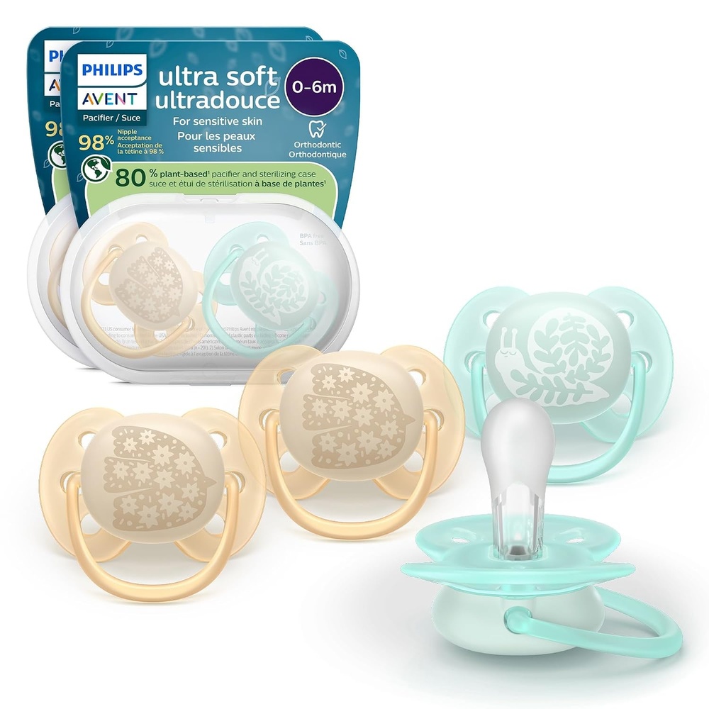 image:imagePhilips Avent Ultra Soft Baby Pacifier 06 Months BPAFree 4PackBlueYellow