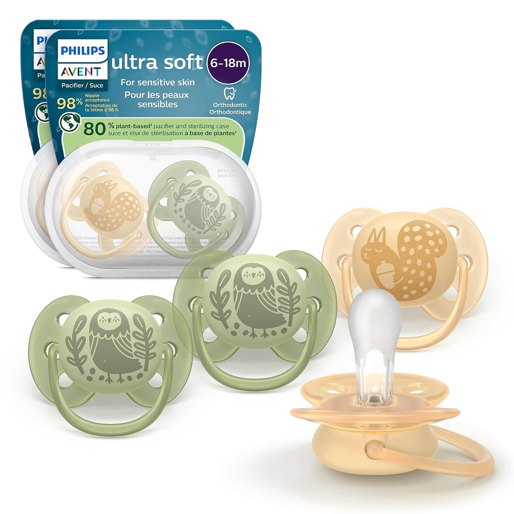 image:imagePhilips Avent Ultra Soft Baby Pacifier 618 Months BPAFree 4Packbeige