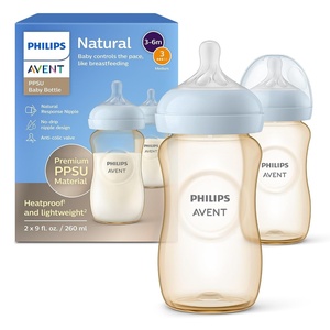 Philips Avent Natural PPSU Baby Bottles, Medium Flow, 9 oz, BPA-Free(Amber)
