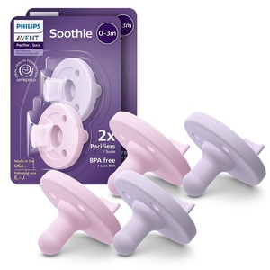 Philips Avent Soothie Baby Pacifier for 0-3 Months, BPA-Free, 4-Pack(Lilac/Pink)