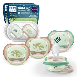 Philips Avent Ultra Air Nighttime Pacifier, 6-18 Months, BPA-Free, 4-Pack(Beige)