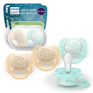 Philips Avent Ultra Soft Baby Pacifier, 0-6 Months, BPA-Free, 4-Pack(Blue/Yellow)