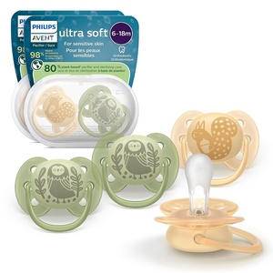 Philips Avent Ultra Soft Baby Pacifier, 6-18 Months, BPA-Free, 4-Pack(beige)