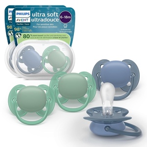 Philips Avent Ultra Soft Baby Pacifier, 6-18 Months, BPA-Free, 4-Pack(blue)